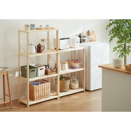 天然木 パインラック 4段 幅62 オープンラック 三段 木目 木製 収納 パイン材 シェルフ 奥行き30