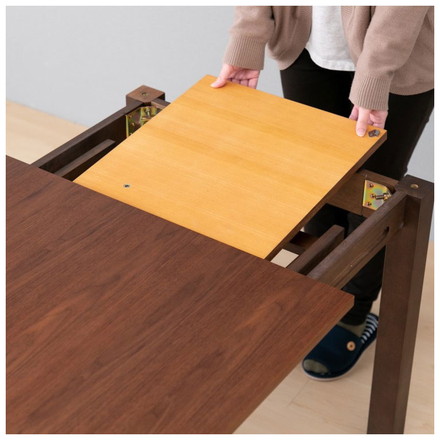 一生紀 ダイニングテーブル 伸長式 幅110~150 VOLAN 脚ごと簡単伸張 伸縮 ウォールナット ウレタン塗装