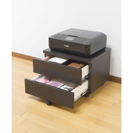 天然木 タモ 突板 プリンターワゴン 収納ワゴン 幅50 木目調 キャスター付き 2段 引き出し 木製 在宅勤務 テレワーク 勉強机