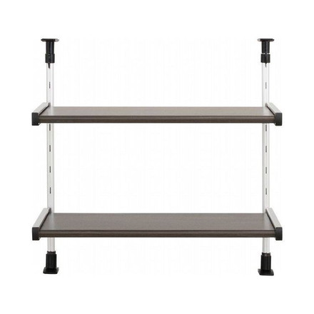 日本製 木目調スチール キッチン突っ張りラック 2段 幅55.6cm つっぱりラック 突っ張り棚 キッチン収納