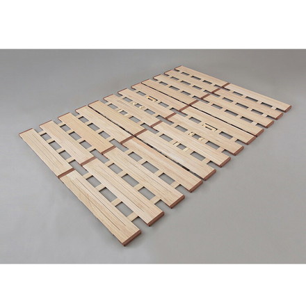 天然木 桐製 3つ折りすのこベッド ダブル 幅140 軽量 折りたたみベッド 薄型 すのこベッド 3つ折れ式