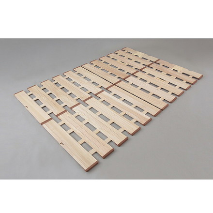 天然木 桐製 2つ折りすのこベッド ダブル 幅140 布団も干せる 軽量 折りたたみベッド 薄型 すのこベッド