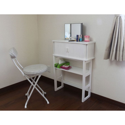 天然木ジャバラ扉のコンソールテーブル ホワイト 天然木 コンソールテーブル 玄関 廊下