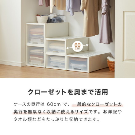 日本製 収納ケース 深型4個セット 奥行60cm 幅36cm 高さ32.5cm クローゼット収納 引き出し収納