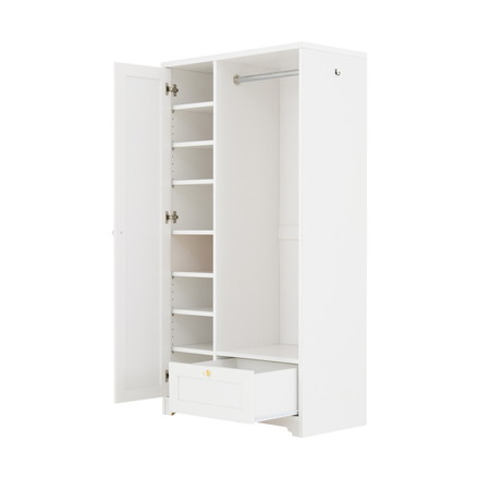 キャビネット 収納棚 ハンガーパイプ付き 幅80cm ハンガーラック 引き出し 衣類収納