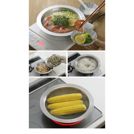 日本製 燕三条 お手入れ簡単! ステンレス卓上鍋 蒸し器セット 22cm / 26cm / 30cm ガス火・IH対応 洗いやすいステンレス卓上鍋 のせるだけ蒸し器 卓上鍋 ステンレス 蒸し器 せいろ 蒸しプレート 26cm 鍋単品