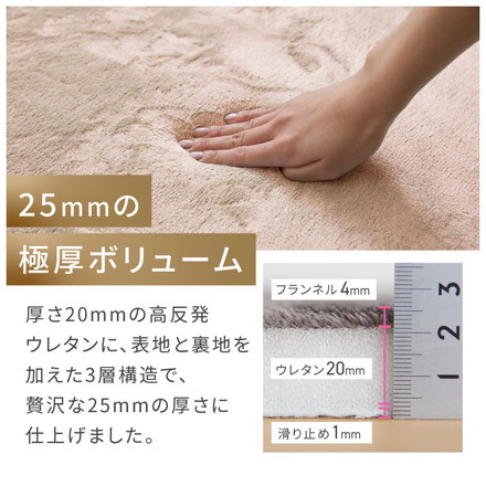 極厚高反発ラグ 選べる4サイズ 極厚25mm 正方形 長方形 フランネル 撥水 防音 滑り止め付 クッション性 マイクロファイバー オールシーズン ラグ ラグマット マット カーペット ラグカーペット ウレタン 200×250cm セージグリーン