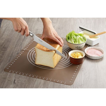 ヨシカワ シリコンマット SJ1455 ホームベーカリー倶楽部 50×40×0.1cm ブラウン たためて便利 パン作り こね台 パスタ 生地作り ピザ 麺 お菓子作り 製菓 シリコンシート
