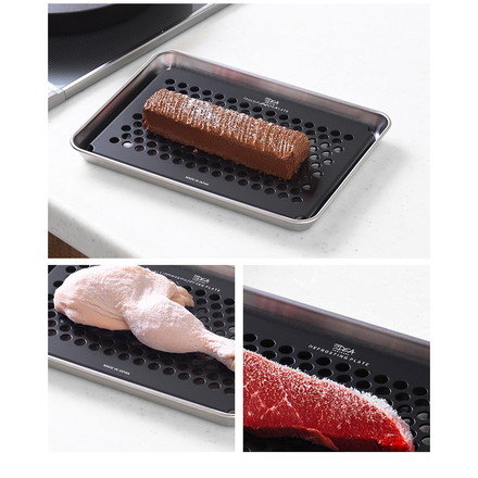 日本製 燕三条 解凍時のドリップが落ちる 穴あき バッド付き パンチング加工 解凍プレート