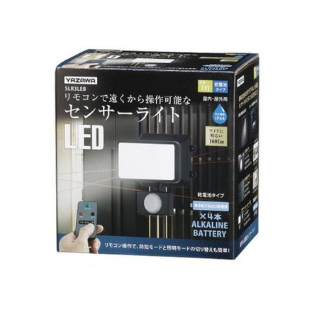 YAZAWA 乾電池式 3WLED センサーライト 1灯 + アルカリ乾電池 単3形10本パックセット