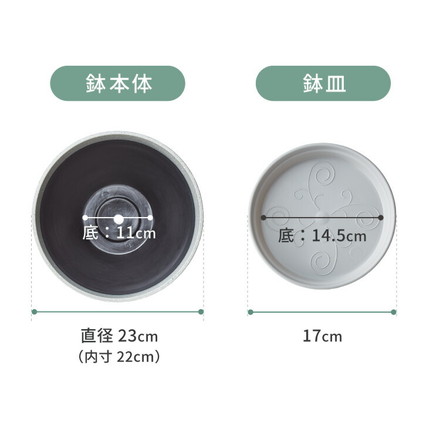 植木鉢 直径23cm 8号 ダークグレー