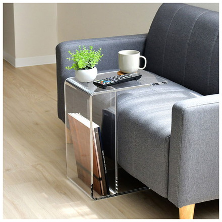 日本製 2way アクリルテーブル コの字型 完成品 10mm厚アクリル使用 透明 クリア