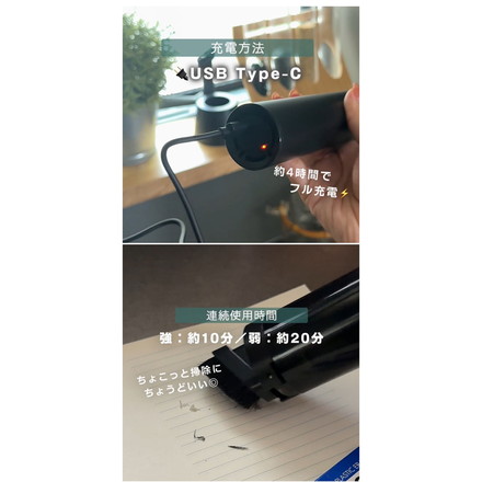 CCP コードレスハンディクリーナー SMOOK スムーク小型掃除機 キッチン 軽量 ハイパワー パワフル 水洗い スリム 簡単ゴミ捨て 専用スタンド ワンタッチ ノズル 隙間 棚 車 パソコン CM-DC26 アッシュグレー
