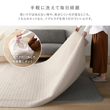 アンダーラグ マット 単品 約170×170cm グレー 下敷き用ラグ ラグ下用 ホットカーペット対応 床暖房対応 防音 防ダニ 抗菌