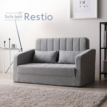 3WAY ソファベッド 2人掛け グレー ダイヤキルト 肘付き 高反発ウレタン 体圧分散 寝具 リビング