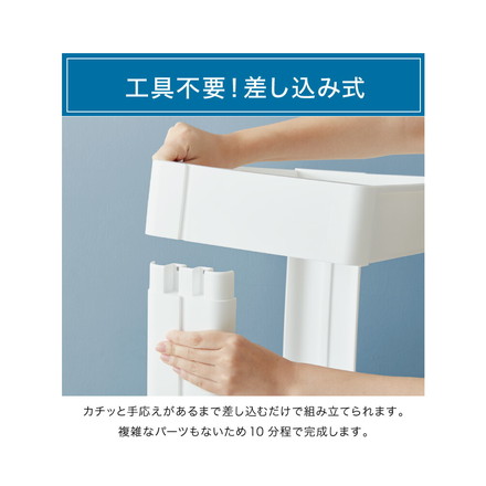 キッチンワゴン キャスター付き 3段 スマート ワゴン Fit W2502色 組立式 隙間収納 日本製 すき間 ホワイト