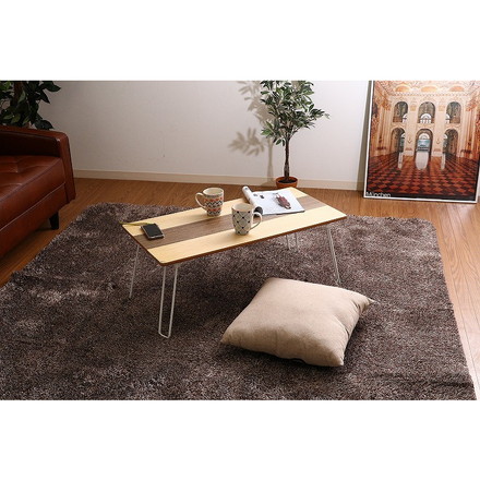 突板折畳ローテーブル ライン W800×D400×H315mm 天然木化粧繊維板