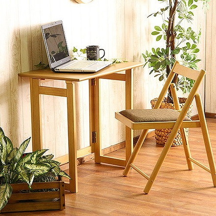 フォールディングテーブル W700×D450×H690mm 天然木化粧繊維板 ナチュラル