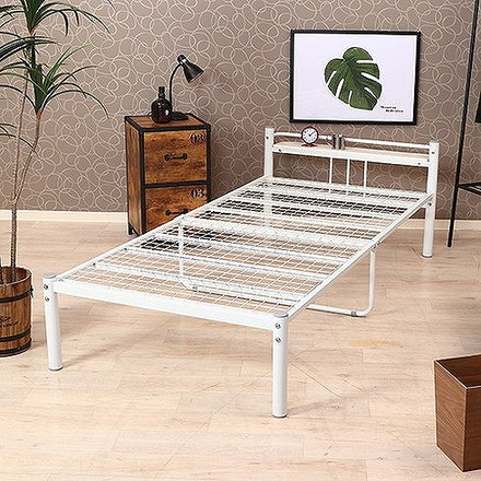 宮付 シングルベッド W1000×D2190×H635mm スチール MDF(PVC) おしゃれ