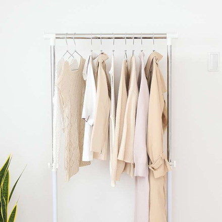 パイプシングルハンガー 3644-A0-WH 14201 ハンガーラック キャスター付き サイドフック 大容量 コンパクト コートハンガー オープンラック 衣類収納