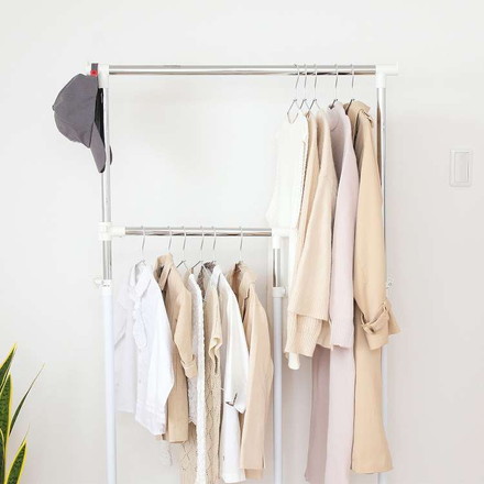 3WAY ハンガー 93225 ハンガーラック キャスター付き サイドフック 折りたたみ コンパクト コートハンガー