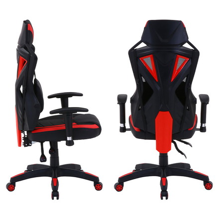 メッシュゲーミングチェア レイズ レッド 昇降式 回転式 リクライニング 椅子 イス アームレスト かっこいい