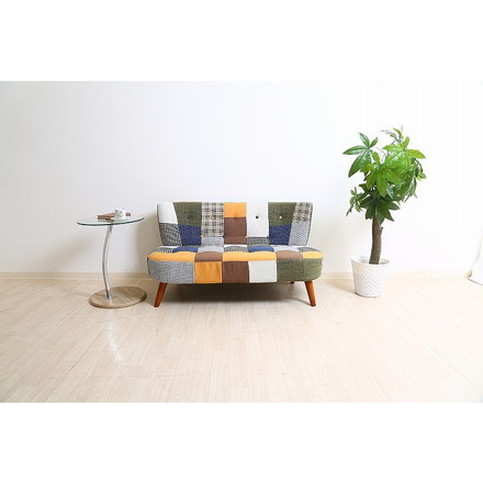 ソファ2p パッチワーク W1230×D670×H680mm 360mm ポリエステル100% おしゃれ