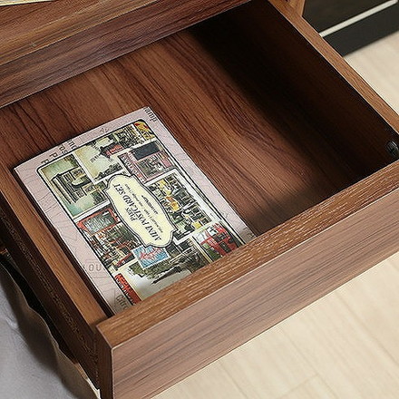 ベッドサイドテーブル (コンセント付き) W300×D360×H500mm ブラウン