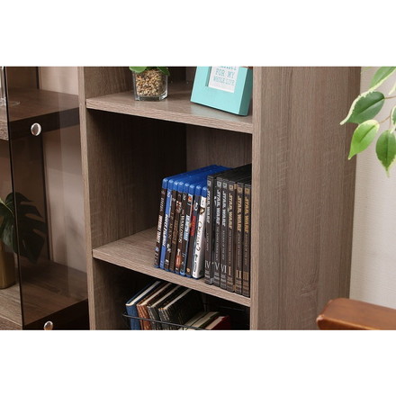 組立簡単ボックス 3段 グレー 3段 幅41.5×奥行29×高さ88cm プリント紙化粧パーティクルボード