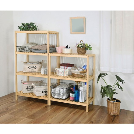 ウッドラック4段 オープンラック 収納 リビング収納 リビングシェルフ 収納ラック 4段 シェルフ ラック