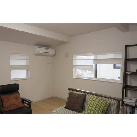 コードレスローマンシェード W90×H120cm カフェカーテン スタイルカーテン 小窓 目隠し ブラウン（L6160）