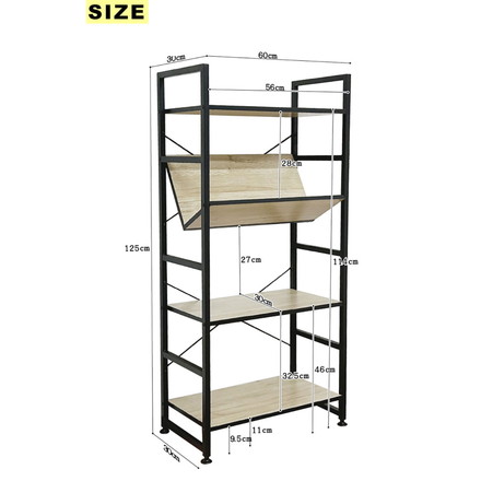 シェルフ 4段 幅60cm 収納ラック ブラックアイアン 古木風 本棚 書棚 収納棚 書斎 リビング