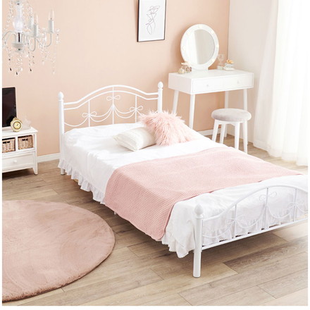 姫系スチールベッド シングル ボンネルコイルマットレス付き 2点セット ベッド ベッドフレーム スチールベッド 姫系