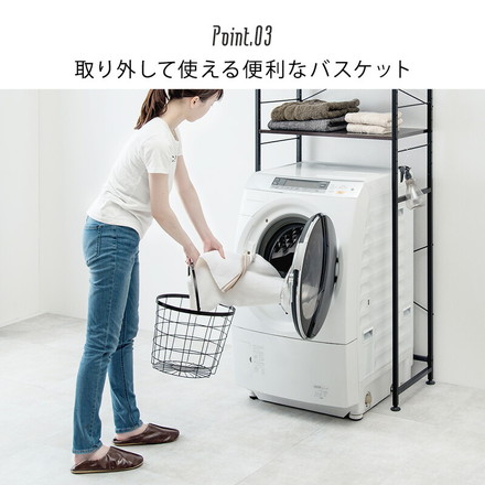 ワイヤーバスケット 3段 洗濯かご 【2タイプ×6カラー】 キャスター付 ランドリーラック 韓国インテリア 角型/ダークブラウン