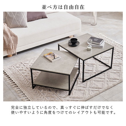 ネストテーブル 2サイズセット 選べる天板 木目調 セラミック調 ローテーブル センターテーブル ソファテーブル 机 テーブル ネスト 棚付き 北欧 ブラウン