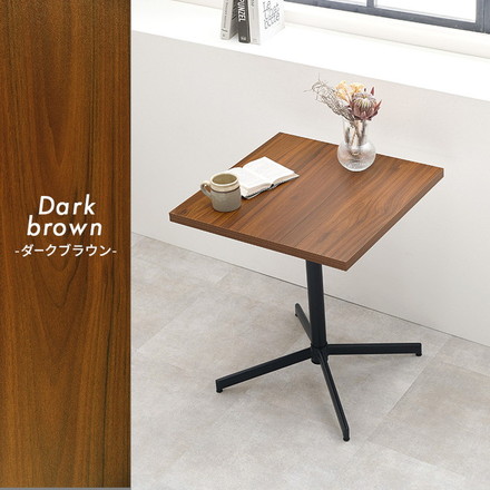 カフェテーブル 正方形 60×60 コンクリート調 木目調 デザイン グレー コーヒーテーブル サイドテーブル モノトーン モダン ダークブラウン