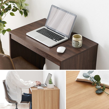 デスク 70×45cm スリムデスク 耐荷重80kg 頑丈 シンプル ナチュラル 机 コの字 ワークデスク 書斎 ダークブラウン