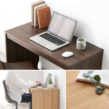 デスク 90×45cm スリムデスク 耐荷重80kg 頑丈 シンプル ナチュラル 机 コの字 ワークデスク 書斎 ダークブラウン