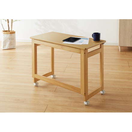 折りたたみ デスク テレワーク 木製 2WAY キャスター付き 80×40 高さ55 テーブル 机 在宅 ダークブラウン