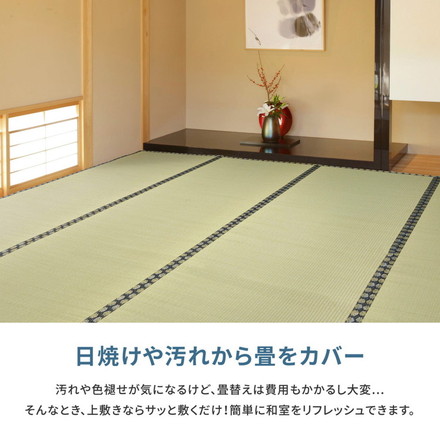 フリーカット 裏付き い草上敷き い草カーペット 255×340cm 団地間6畳 補修テープ付き 敷き詰めタイプ