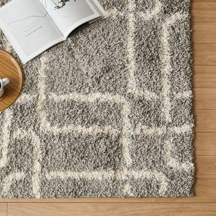 ラグ 130×190cm 厚手 シャギーラグ 幾何学 モダン ウィルトン織り カーペット ラグマット ウィルトンラグ ホットカーペット・床暖房OK グレー[240640100]