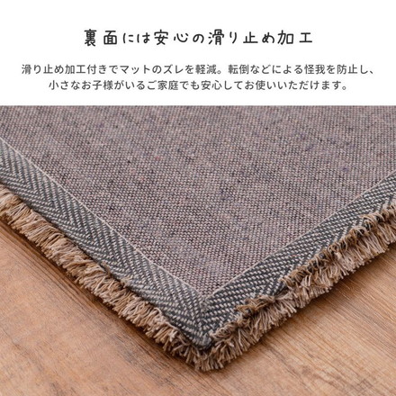 芝生ラグマット 45×75cm シャギー玄関マット 厚手で足元ふかふか 室内 無地 シンプル 屋内 ベージュ[600011800]