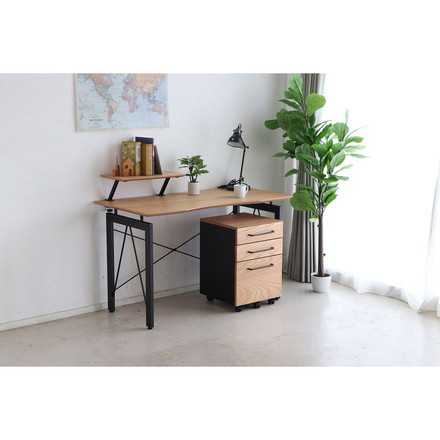 デスクワゴン 幅40cm 木製 コンパクト ナチュラル 木目 スチール 収納ワゴン シンプル ハウタ