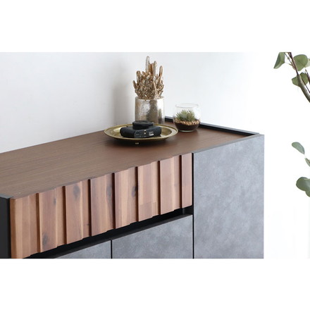 キャビネット 幅90cm 日本製 完成品 サイドボード チェスト リビングボード 脚付き コンクリート調 引き出し収納