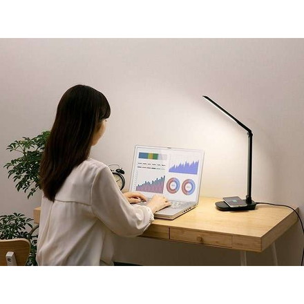LEDデスクライトQi充電シリーズ 平置きタイプ 調光 LDL-QFD-B ブラックアイリスオーヤマ