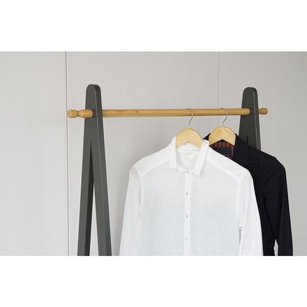 天然木 キャスター付き A型ハンガーラック ツートンハンガー パイン材 コートハンガー 収納 木製 棚付き