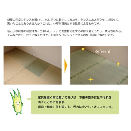 フリーカット い草 上敷き カーペット 『F不知火』 本間2畳(約191×191cm)(裏:ウレタン張り) 補修縁2m付 本間2畳 F不知火