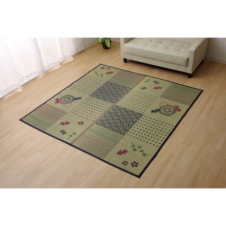 い草ラグ ラグ カーペット 3畳 長方形 和柄 風物詩 DX金魚 約176×230cm