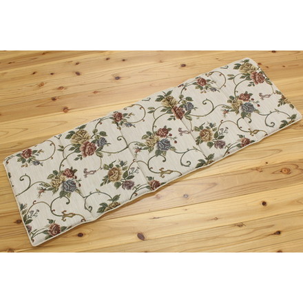 クッション リビング フリーシート エレガンス 花柄 モーリア ブラウン 約43×130cm