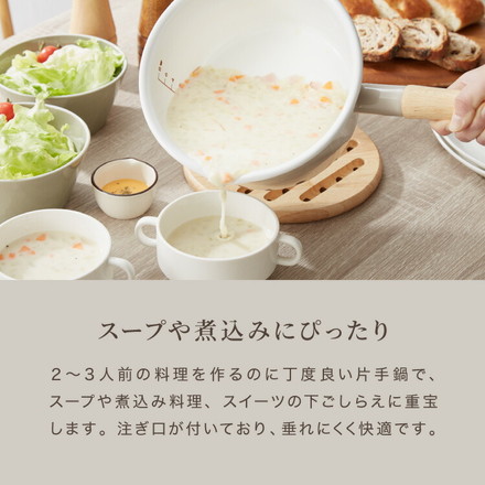 富士ホーロー コットンプラス ソースパン 18cm フタ付き ガス火・IH対応 片手鍋 ホーロー鍋 琺瑯 アッシュブルー